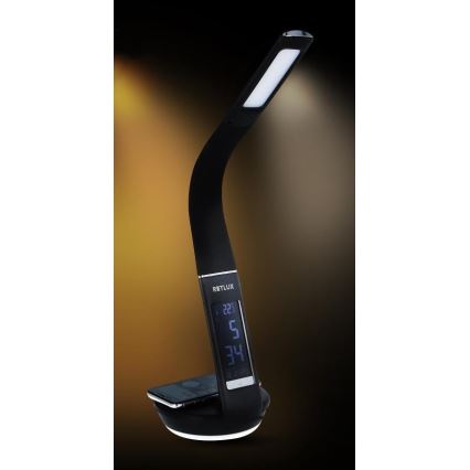 Candeeiro de mesa LED com regulação e carregamento sem fios Qi 5W e ecrã LED/6W/230V 3000/4000/6000K preto