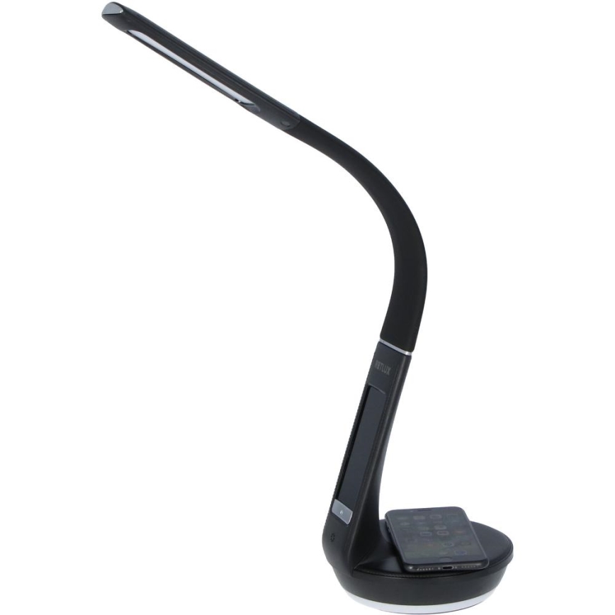 Candeeiro de mesa LED com regulação e carregamento sem fios Qi 5W e ecrã LED/6W/230V 3000/4000/6000K preto