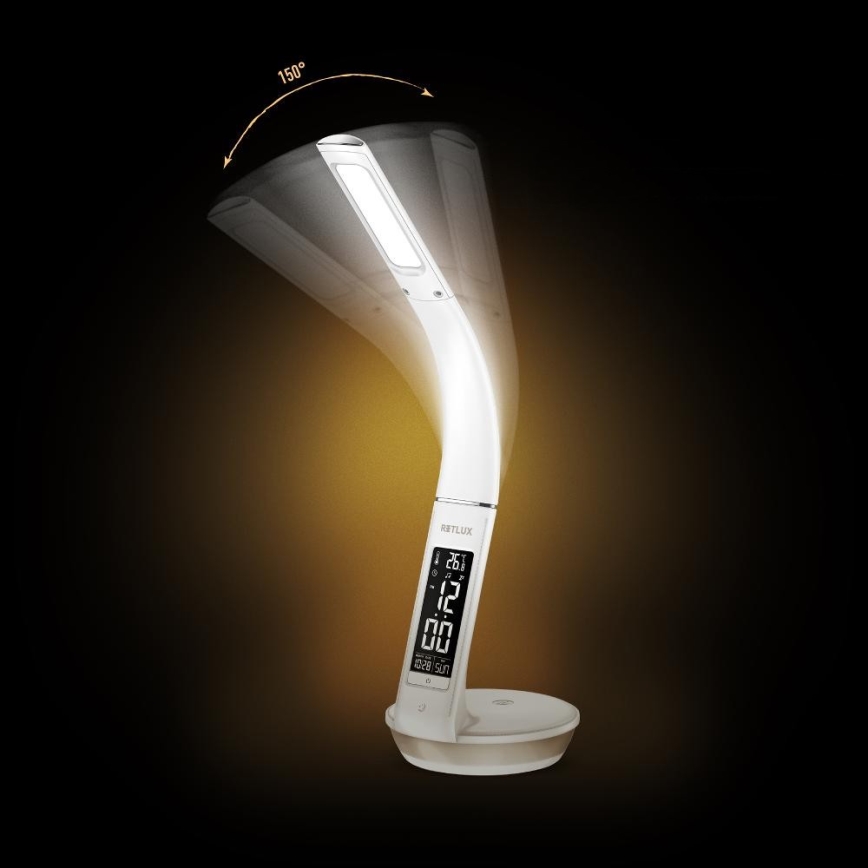 Candeeiro de mesa LED com regulação e carregamento sem fios Qi 5W e ecrã LED/6W/230V/1xCR2032 3000/4000/6000K branco