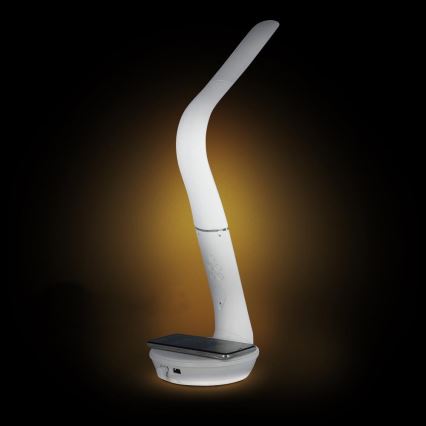 Candeeiro de mesa LED com regulação e carregamento sem fios Qi 5W e ecrã LED/6W/230V/1xCR2032 3000/4000/6000K branco