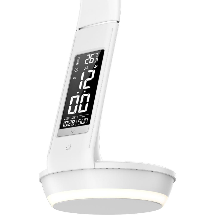 Candeeiro de mesa LED com regulação e carregamento sem fios Qi 5W e ecrã LED/6W/230V/1xCR2032 3000/4000/6000K branco