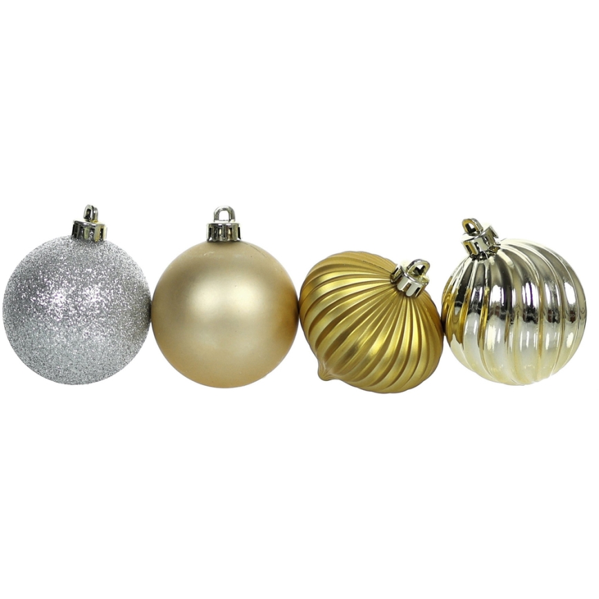 Conjunto de ornamentos de Natal 30 pcs dourados/prateados