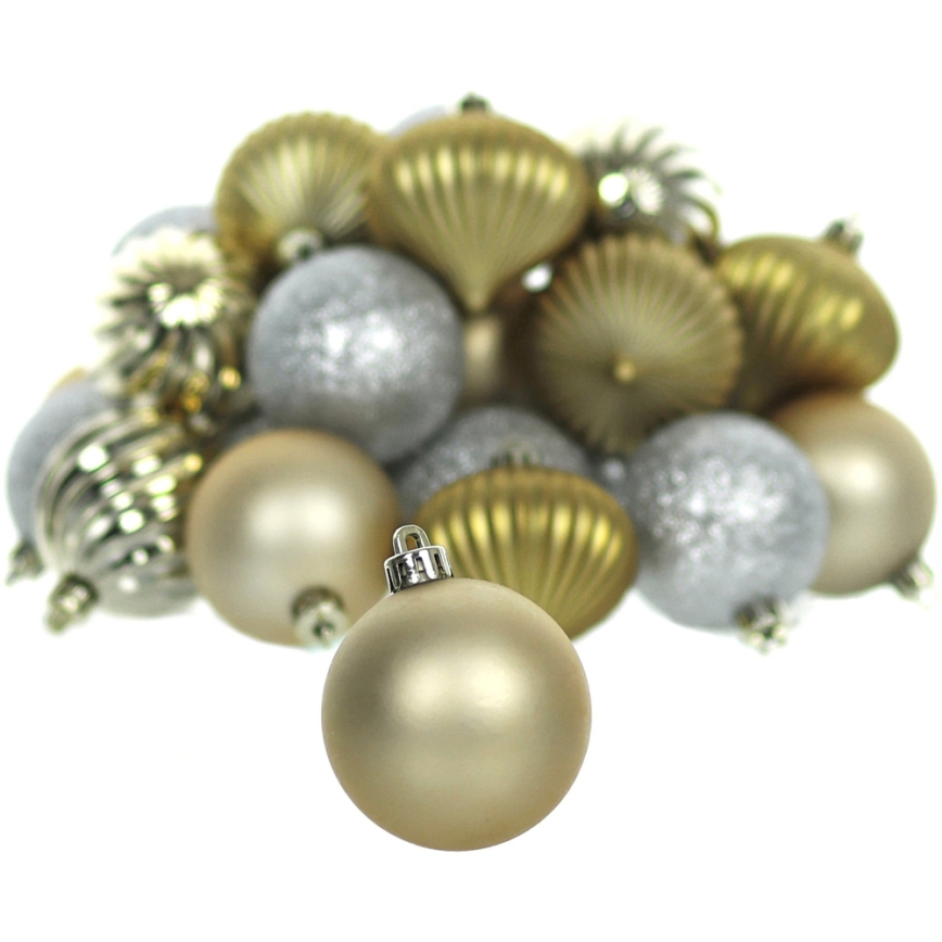 Conjunto de ornamentos de Natal 30 pcs dourados/prateados