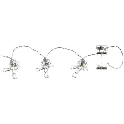 Corrente de Natal LED 10xLED/2xAA/branco quente 1,65m boneco de neve