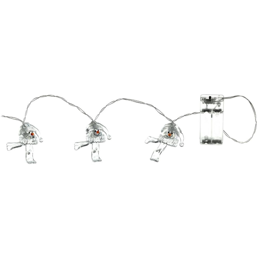 Corrente de Natal LED 10xLED/2xAA/branco quente 1,65m boneco de neve