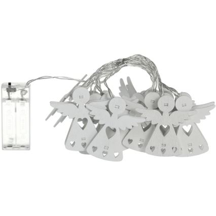 Corrente de Natal LED 10xLED/2xAA/branco quente 2m anjos