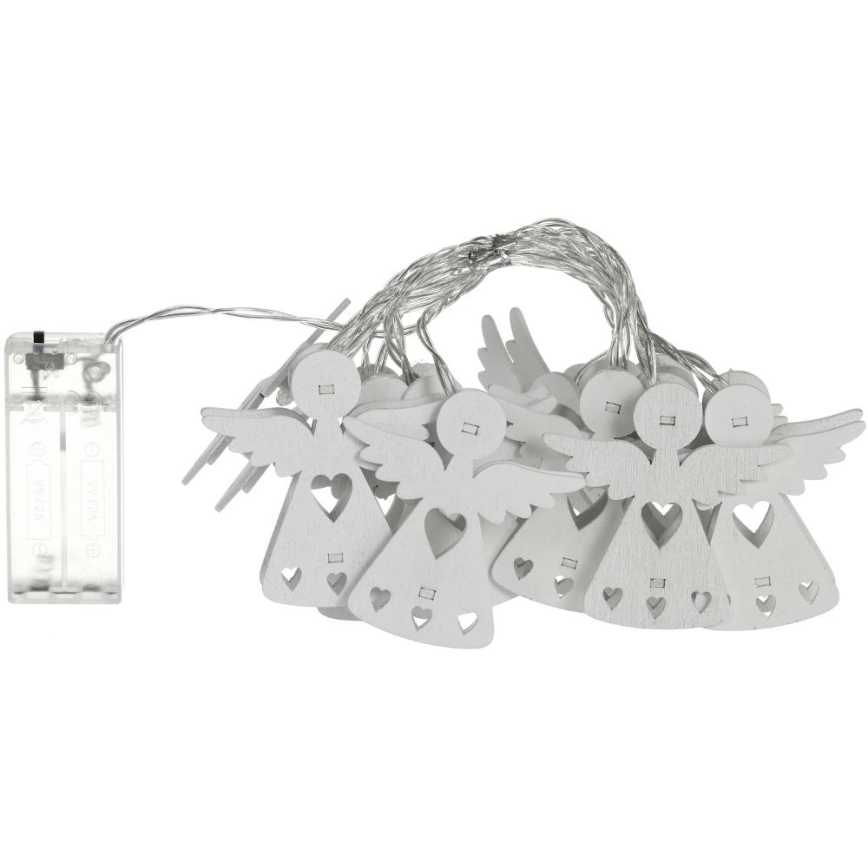 Corrente de Natal LED 10xLED/2xAA/branco quente 2m anjos