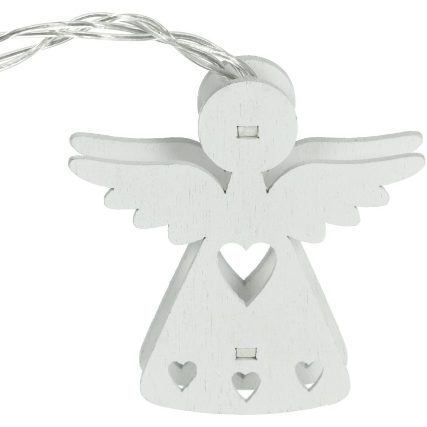 Corrente de Natal LED 10xLED/2xAA/branco quente 2m anjos