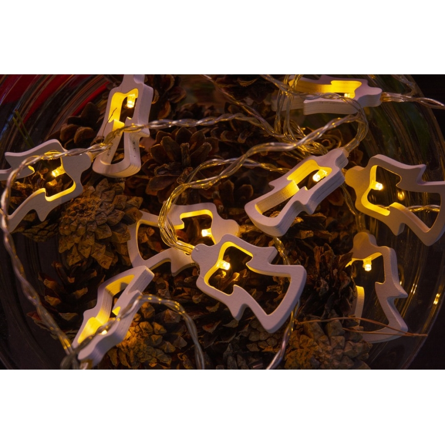 Corrente de Natal LED 10xLED/2xAAA 1,8m branco quente