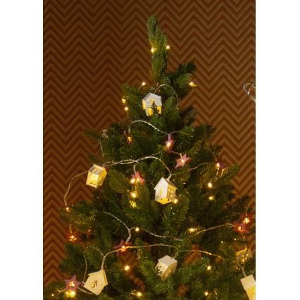 Corrente de Natal LED 10xLED/2xAAA 2,3m branco quente