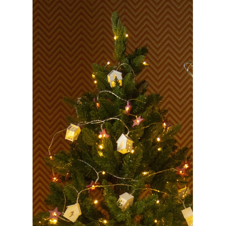 Corrente de Natal LED 10xLED/2xAAA 2,3m branco quente