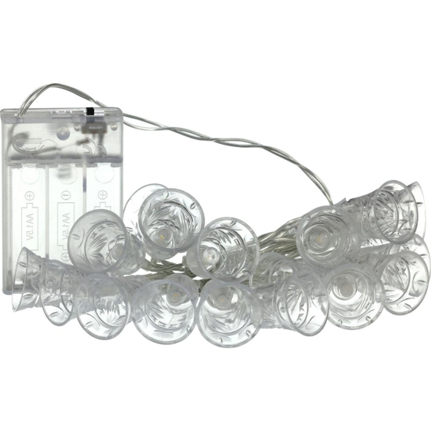 Corrente de Natal LED 20xLED/3xAA/branco quente 2,2m sinos
