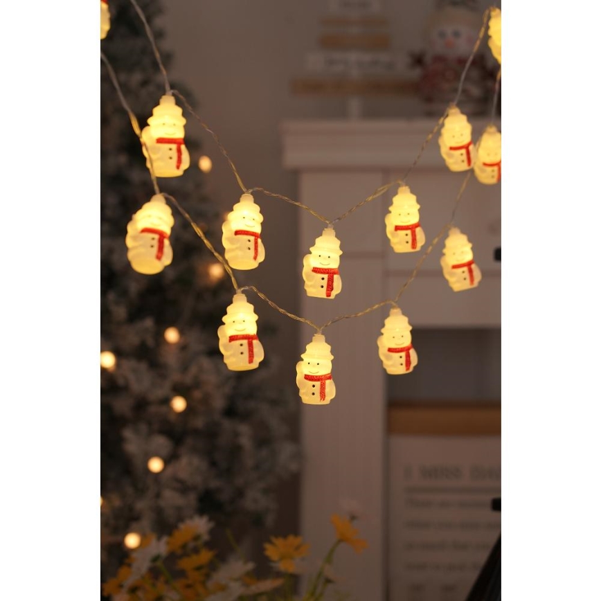 Corrente de Natal LED 20xLED/3xAA/branco quente 3,3m boneco de neve