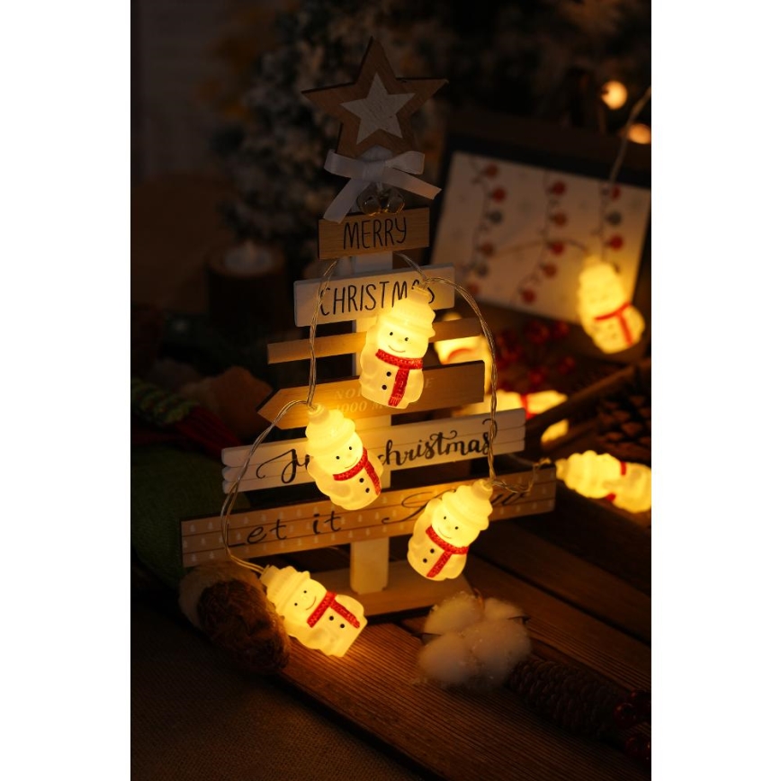 Corrente de Natal LED 20xLED/3xAA/branco quente 3,3m boneco de neve