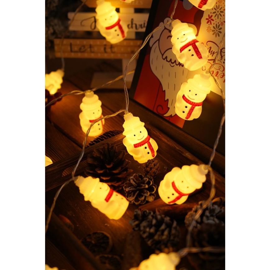 Corrente de Natal LED 20xLED/3xAA/branco quente 3,3m boneco de neve