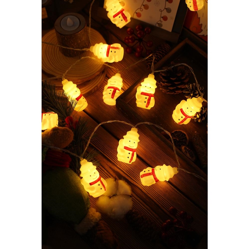Corrente de Natal LED 20xLED/3xAA/branco quente 3,3m boneco de neve