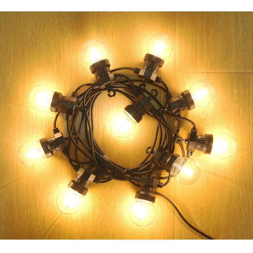 Corrente decorativa exterior LED GRINALDA G45 10xE27/230V 8m IP44 branco quente