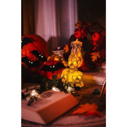 Corrente decorativa LED HALLOWEEN 10xLED/2xAA/branco quente 1,3m morcegos