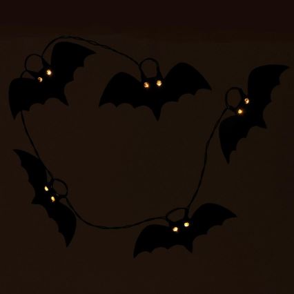 Corrente decorativa LED HALLOWEEN 10xLED/2xAA/branco quente 1,3m morcegos