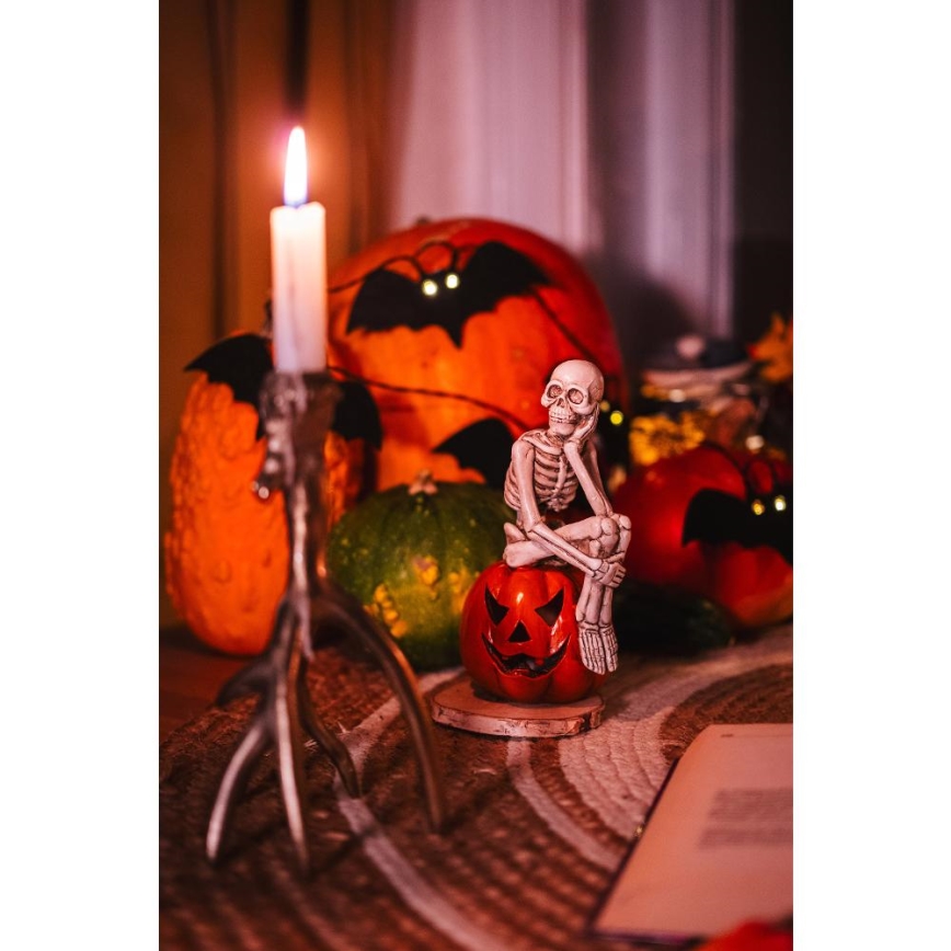 Corrente decorativa LED HALLOWEEN 10xLED/2xAA/branco quente 1,3m morcegos