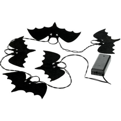 Corrente decorativa LED HALLOWEEN 10xLED/2xAA/branco quente 1,3m morcegos