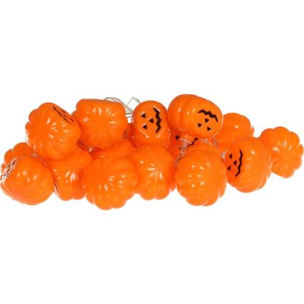 Corrente decorativa LED HALLOWEEN 20xLED/3xAA/branco quente 3,3m abóboras