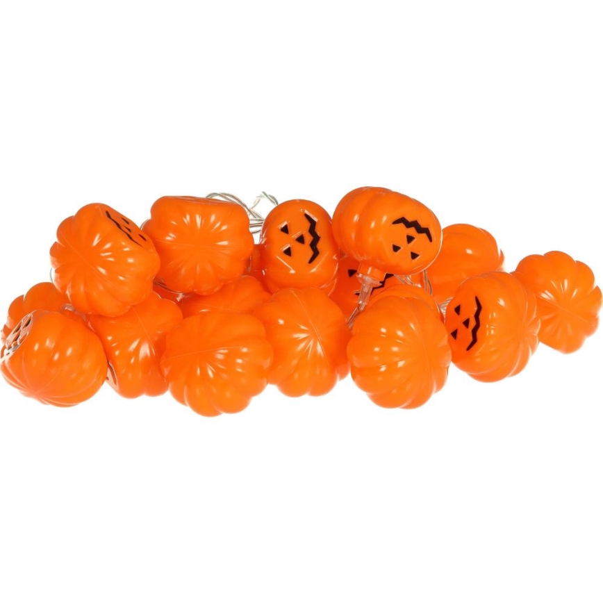 Corrente decorativa LED HALLOWEEN 20xLED/3xAA/branco quente 3,3m abóboras