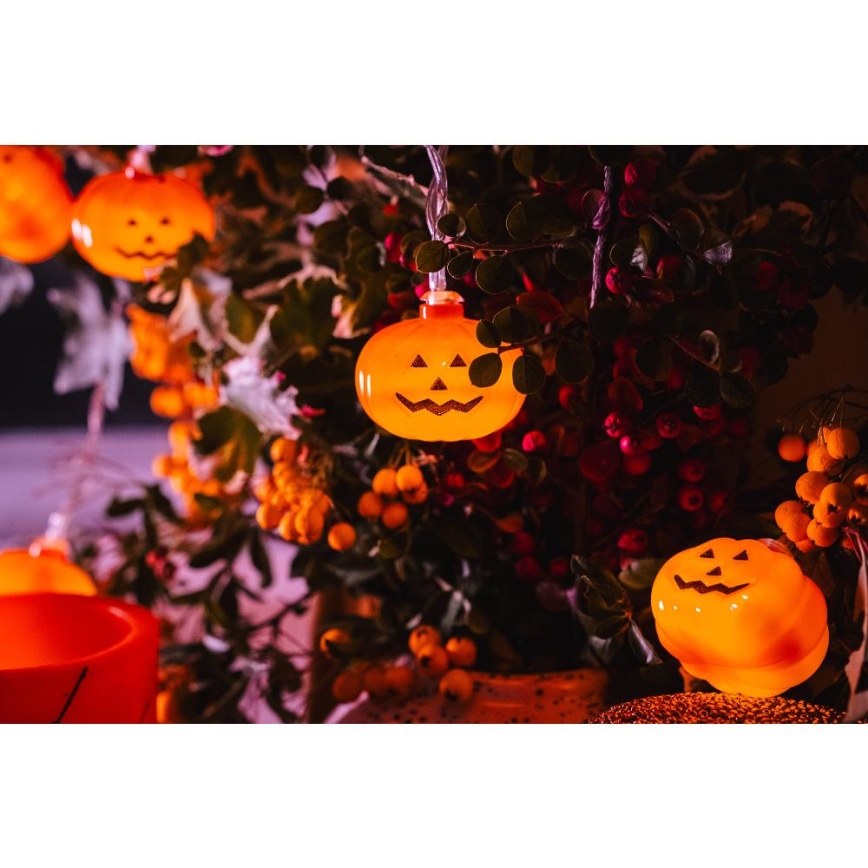 Corrente decorativa LED HALLOWEEN 20xLED/3xAA/branco quente 3,3m abóboras