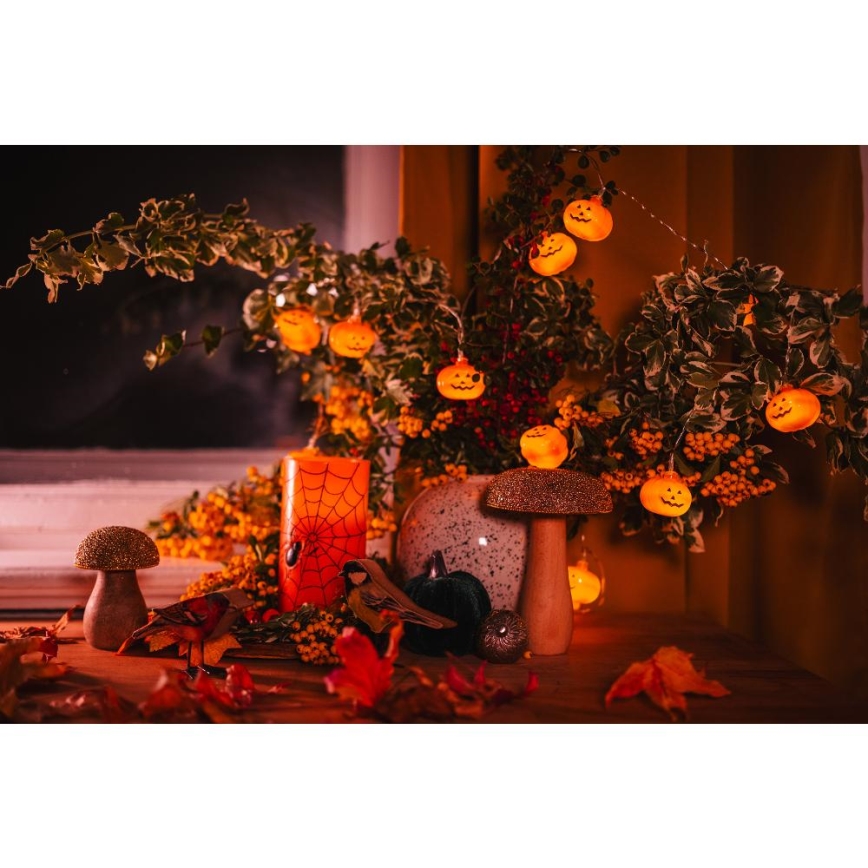 Corrente decorativa LED HALLOWEEN 20xLED/3xAA/branco quente 3,3m abóboras