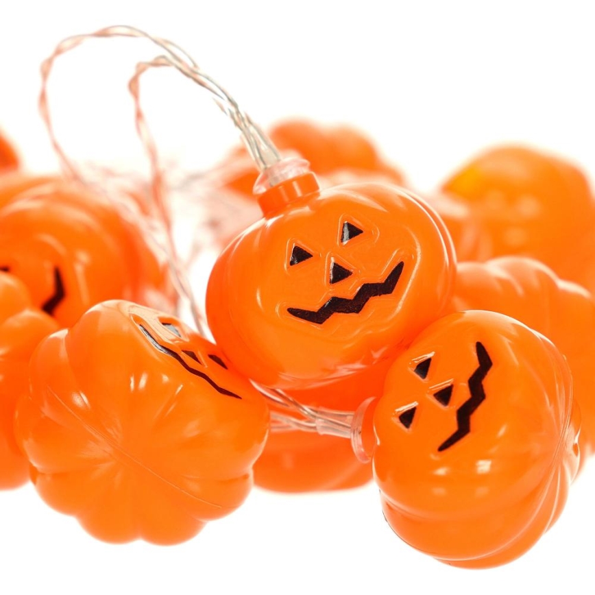 Corrente decorativa LED HALLOWEEN 20xLED/3xAA/branco quente 3,3m abóboras