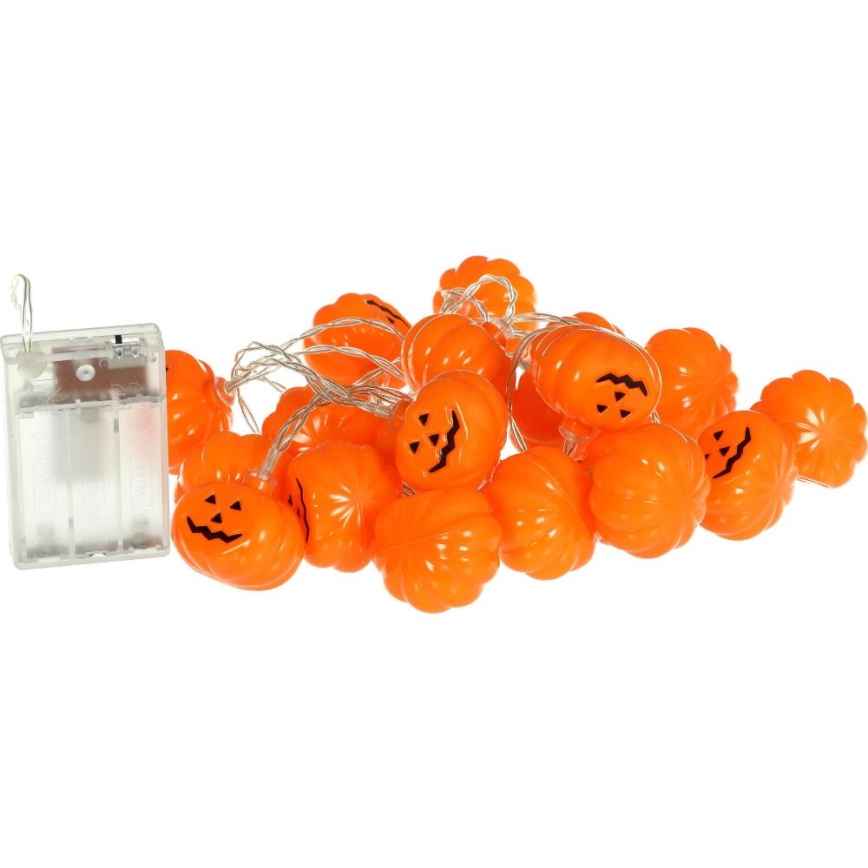 Corrente decorativa LED HALLOWEEN 20xLED/3xAA/branco quente 3,3m abóboras