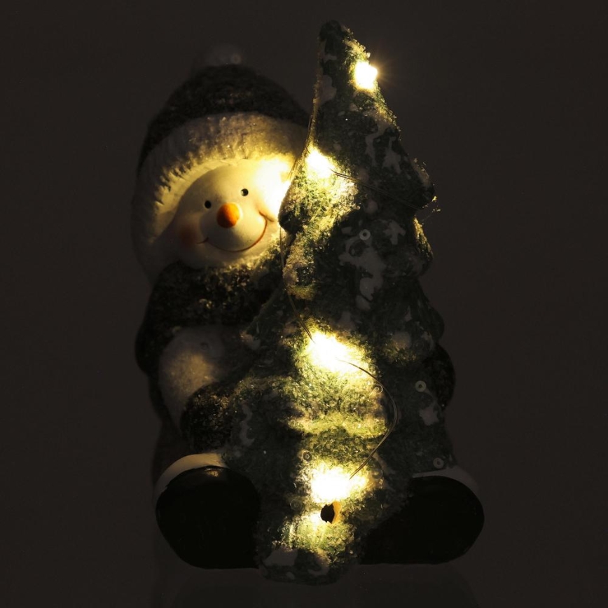 Decoração de Natal LED (boneco de neve com uma árvore) LED/2xLR44/branco quente