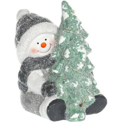 Decoração de Natal LED (boneco de neve com uma árvore) LED/2xLR44/branco quente