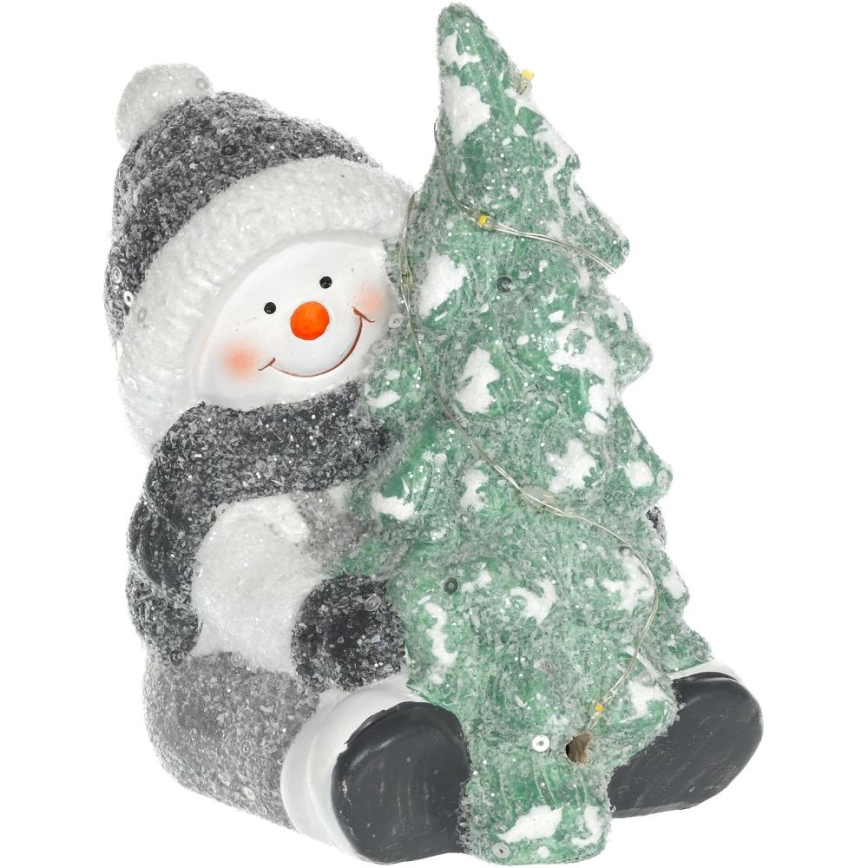 Decoração de Natal LED (boneco de neve com uma árvore) LED/2xLR44/branco quente