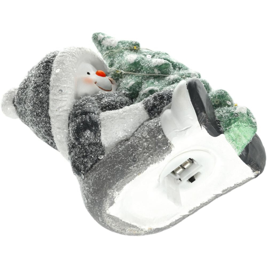 Decoração de Natal LED (boneco de neve com uma árvore) LED/2xLR44/branco quente