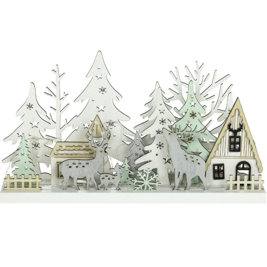Decoração de Natal LED LED/3xAAA/branco quente floresta