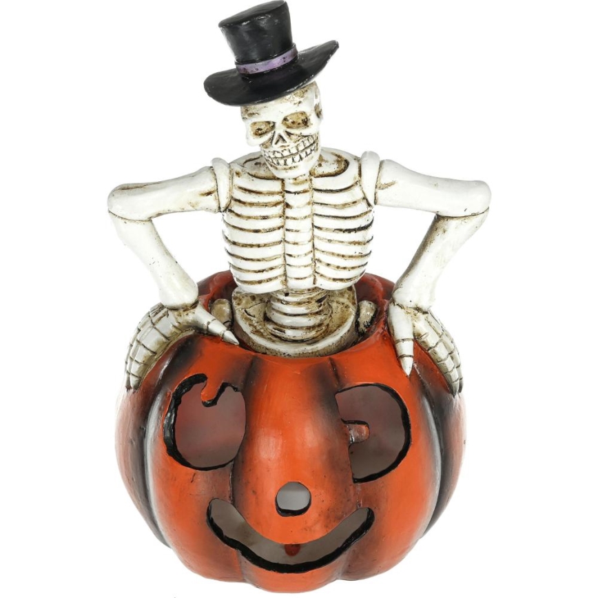 Decoração LED HALLOWEEN LED/2xLR44/branco quente esqueleto numa abóbora resina