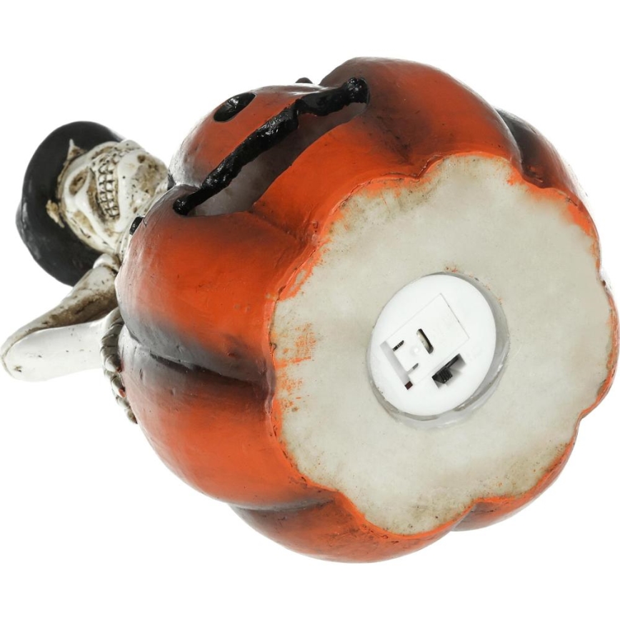 Decoração LED HALLOWEEN LED/2xLR44/branco quente esqueleto numa abóbora resina