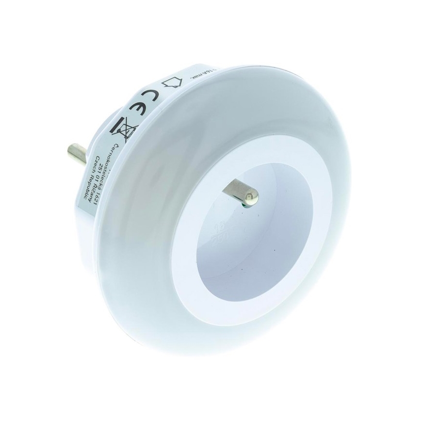 Iluminação de orientação LED com sensor de crepúsculo e tomada LED/0,6W/230V