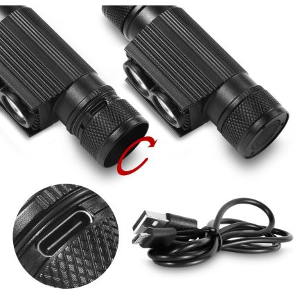 Lanterna de cabeça em alumínio recarregável com regulação LED/2600 mAh IP65