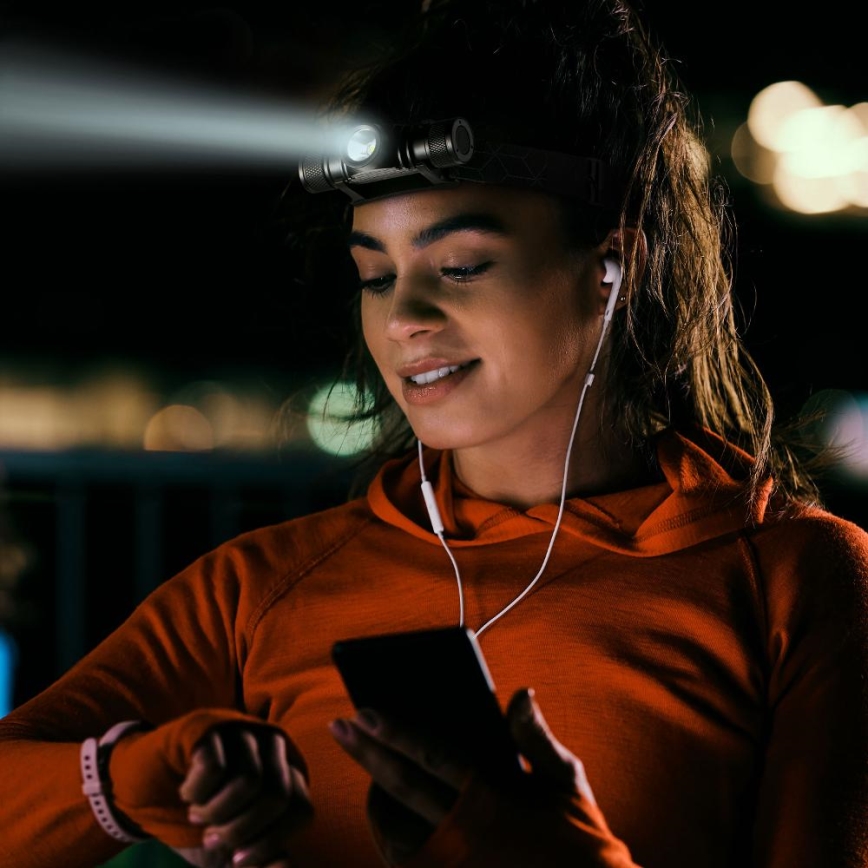 Lanterna de cabeça recarregável LED em alumínio LED/2600 mAh IP66
