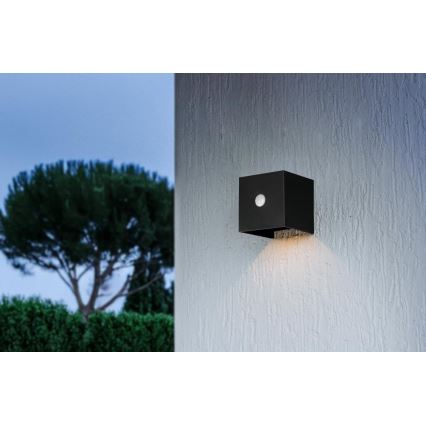 Retlux - Aplique de parede solar LED com sensor LED/1W/3,7V 1200 mAh IP44 preto