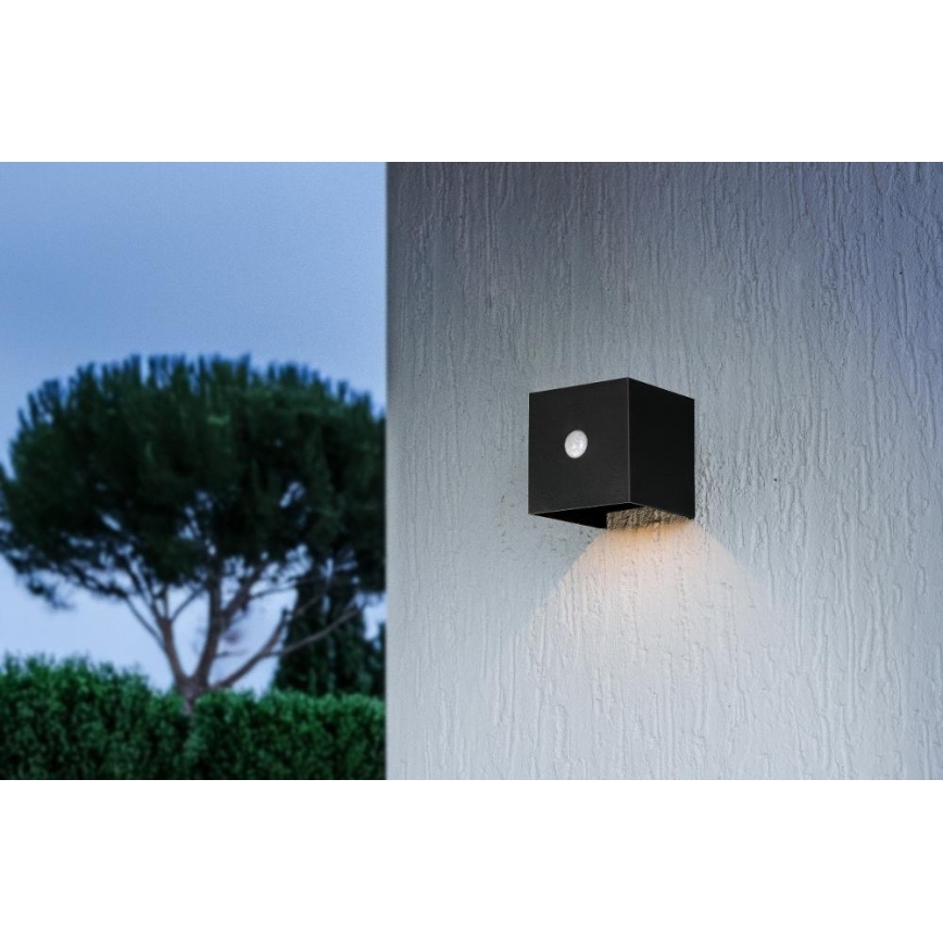 Retlux - Aplique de parede solar LED com sensor LED/1W/3,7V 1200 mAh IP44 preto