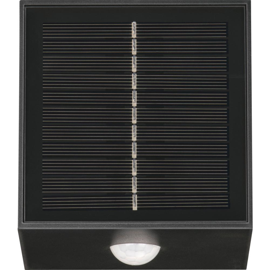 Retlux - Aplique de parede solar LED com sensor LED/1W/3,7V 1200 mAh IP44 preto