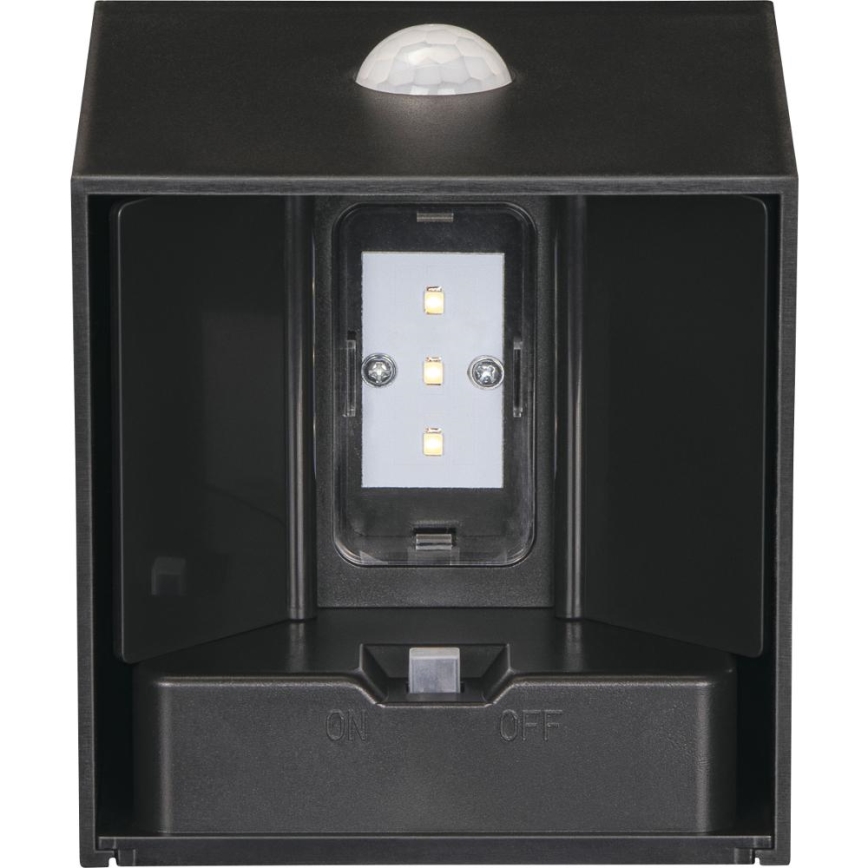 Retlux - Aplique de parede solar LED com sensor LED/1W/3,7V 1200 mAh IP44 preto