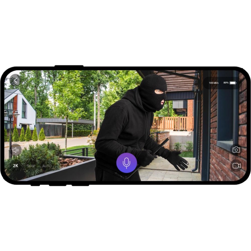 Vídeo porteiro com sensor de movimento 5MPx 1440p 5200 mAh Wi-Fi IP65 antracite