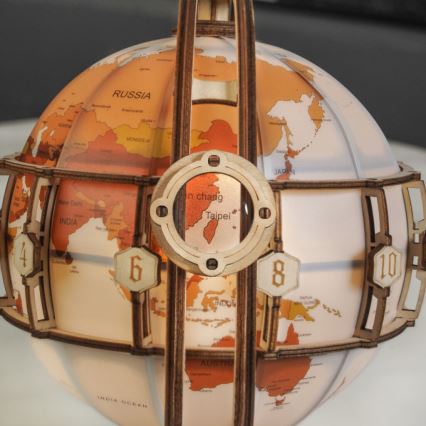 RoboTime - 3D puzzle mecânico de madeira Globo brilhante
