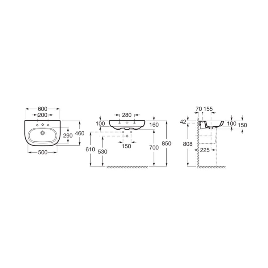 Roca A327242000 - Lavatório suspenso MERIDIAN 60x46 cm cerâmica/branco