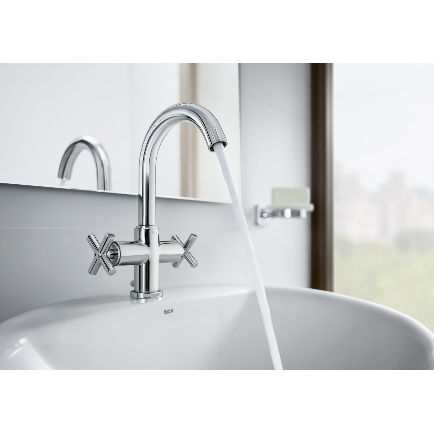 Roca A5A3043C00 - Torneira do lavatório + resíduos com descarga LOFT 27 cm cromado brilhante