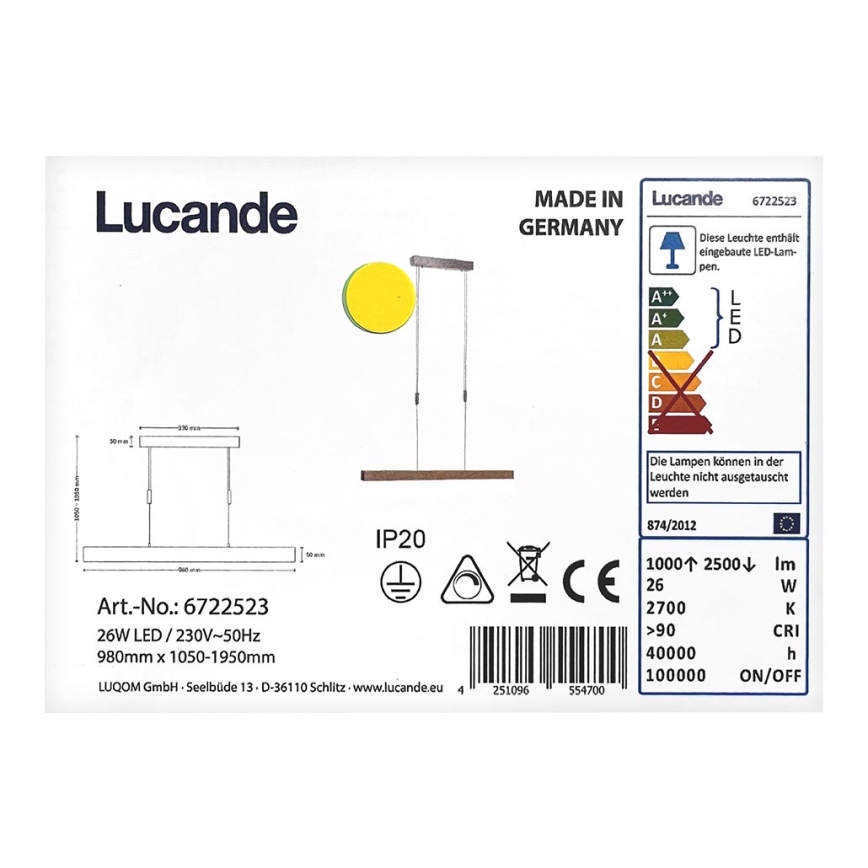 Rothfels - Candelabro suspenso LED com regulação ALIN LED/26W/230V
